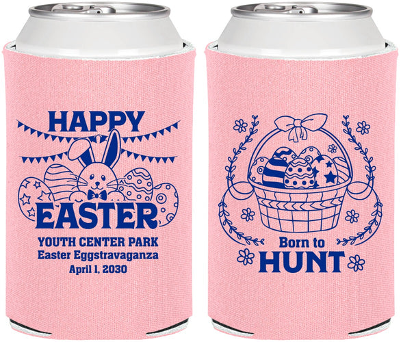 Personalized Easter Can Coolers - Born To Hunt Bunny | 210007