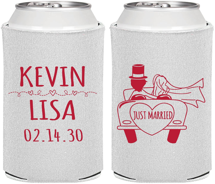 Personalized Wedding Can Coolers - Just Married | 212