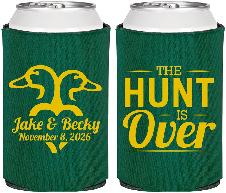 Personalized Wedding Can Coolers - The Hunt Is Over Duck | 217