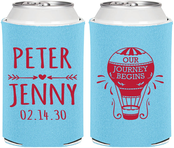 Personalized Wedding Can Coolers - Hot Air Balloon | 219