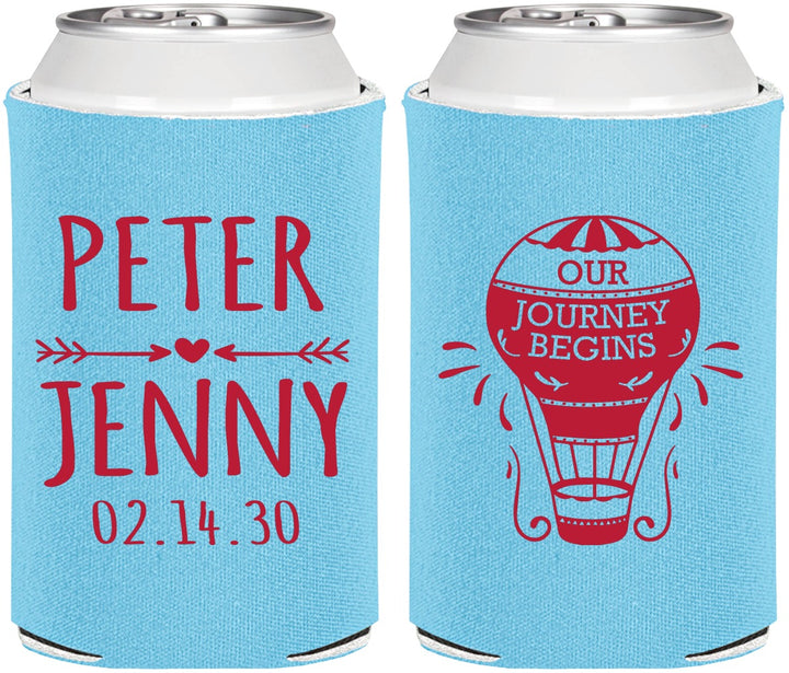 Personalized Wedding Can Coolers - Hot Air Balloon | 219