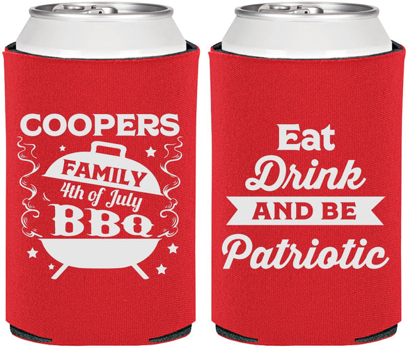 Personalized 4th Of July Can Coolers - Eat Drink Patriotic | 220002