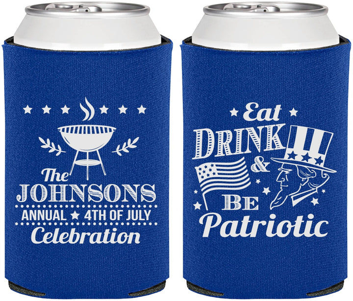 Personalized 4th Of July Can Coolers - Eat Drink Patriotic | 220003