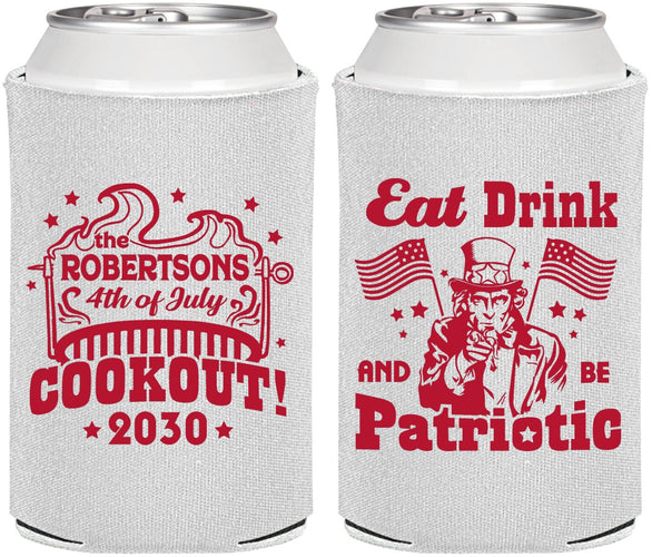 Personalized 4th Of July Can Coolers - Eat Drink Patriotic | 220004