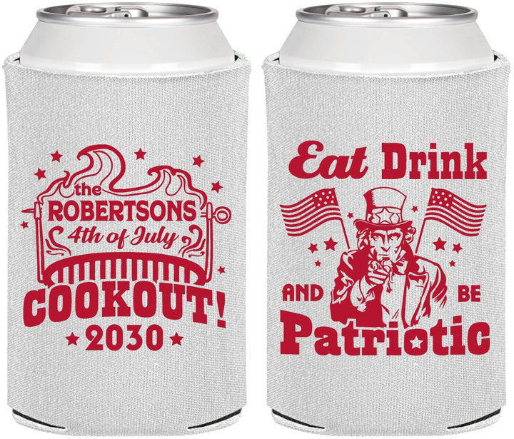 Personalized 4th Of July Can Coolers - Eat Drink Patriotic | 220004