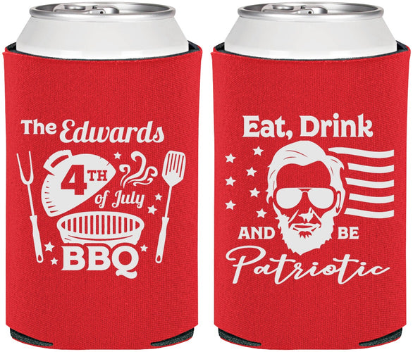 Personalized 4th Of July Can Coolers - Eat Drink Patriotic | 220006