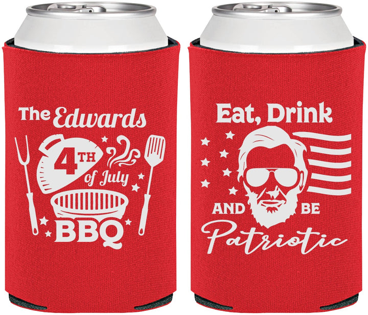Personalized 4th Of July Can Coolers - Eat Drink Patriotic | 220006