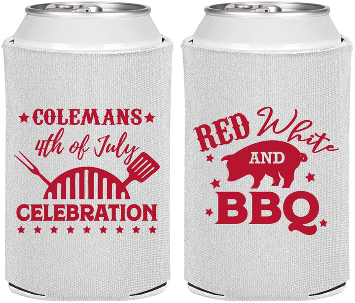 Personalized 4th Of July Can Coolers - Red White Bbq | 220008