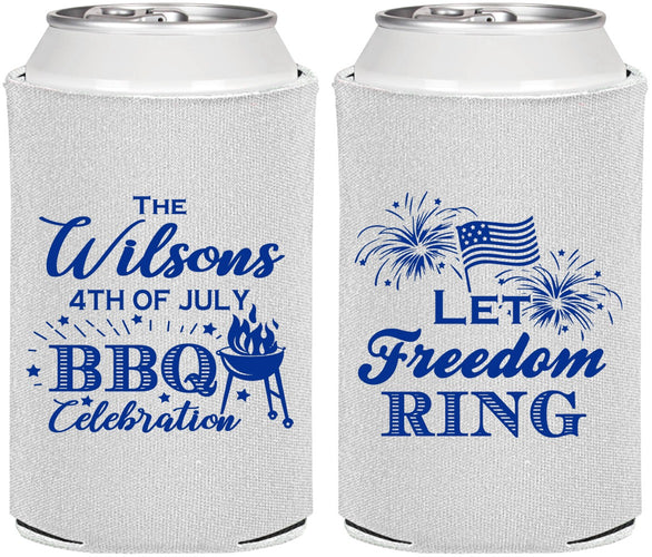 Personalized 4th Of July Can Coolers - Bbq Fireworks | 220009