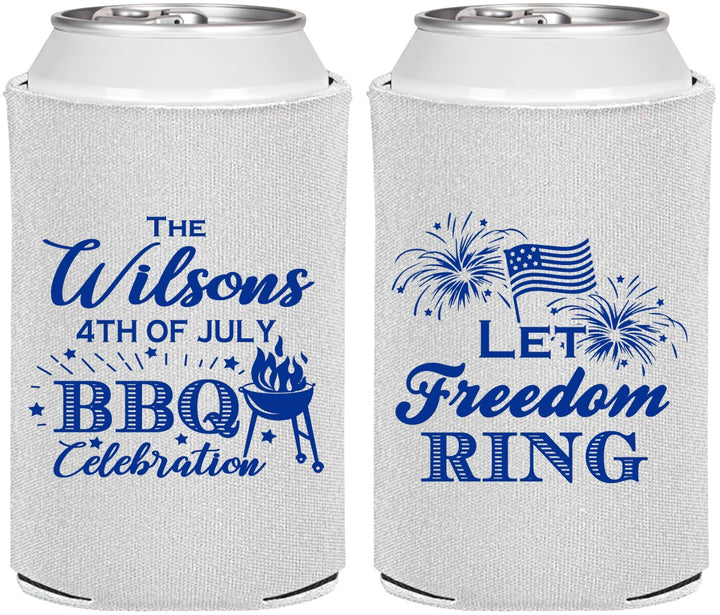 Personalized 4th Of July Can Coolers - Bbq Fireworks | 220009