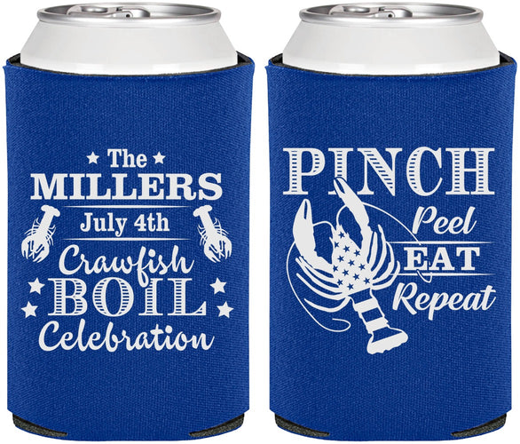 Personalized 4th Of July Can Coolers - Pink Peel Crawfish | 220011