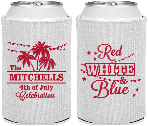 Personalized 4th Of July Can Coolers - Beach Stars Stripes | 220020