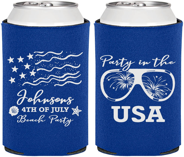 Personalized 4th Of July Can Coolers - Party In The Usa | 220023