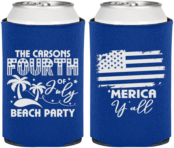 Personalized 4th Of July Can Coolers - Beach Merica Yall | 220027