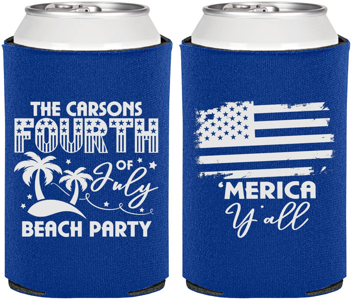 Personalized 4th Of July Can Coolers - Beach Merica Yall | 220027