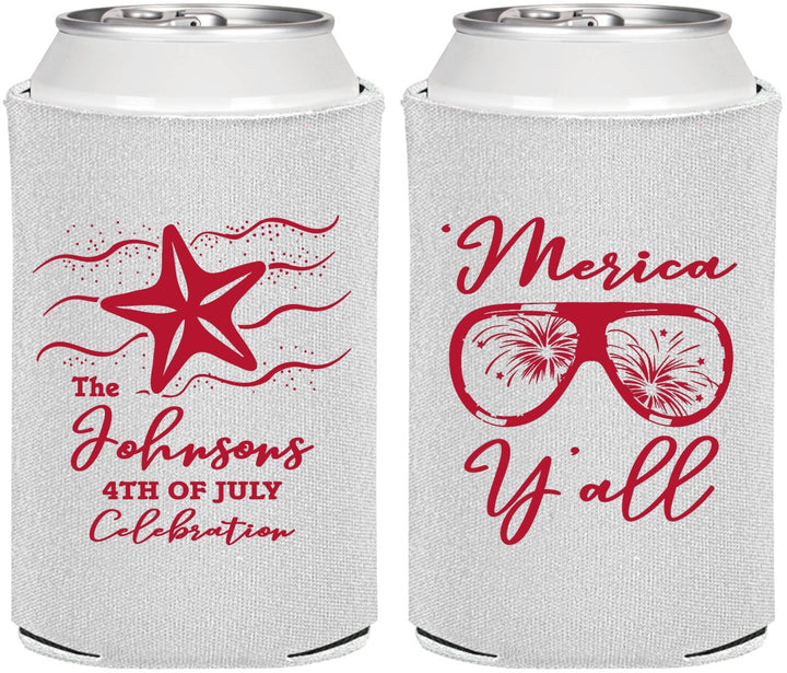 Personalized 4th Of July Can Coolers - Beach Merica Yall | 220028