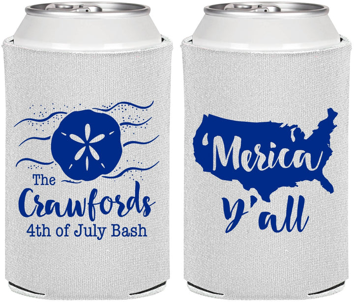 Personalized 4th Of July Can Coolers - Beach Merica Yall | 220029