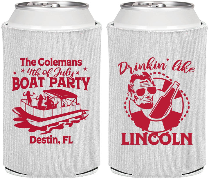 Personalized 4th Of July Can Coolers - Drinkin Like Lincoln | 220032