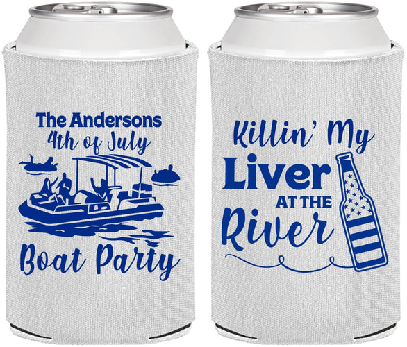 Personalized 4th Of July Can Coolers - Boat River | 220033