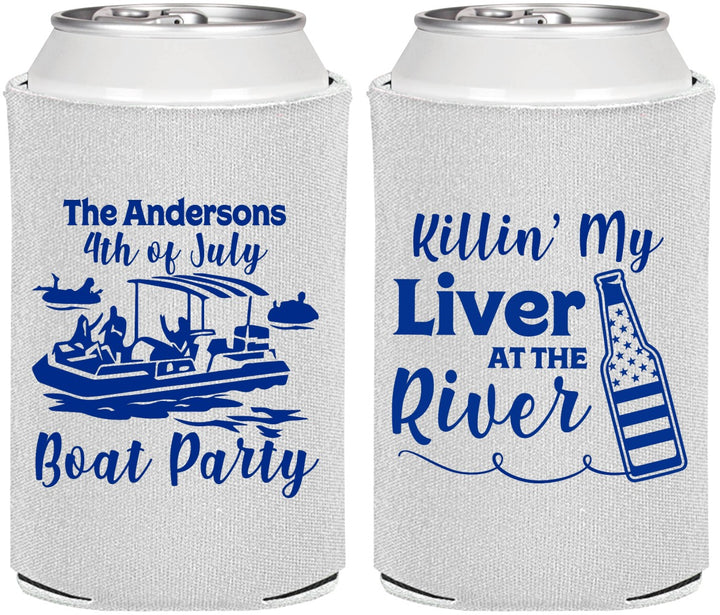 Personalized 4th Of July Can Coolers - Boat River | 220033