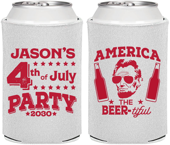 Personalized 4th Of July Can Coolers - Bbq Lincoln | 220036