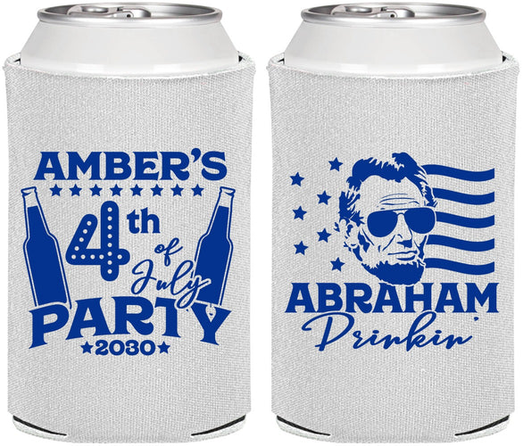 Personalized 4th Of July Can Coolers - Abraham Drinkin | 220037