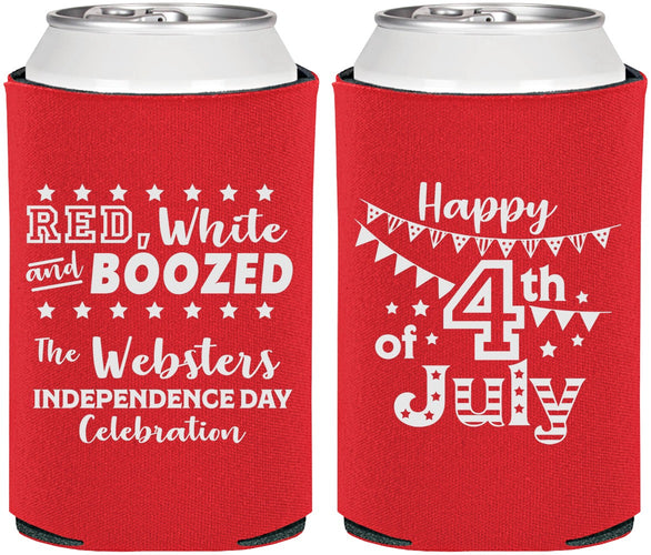 Personalized 4th Of July Can Coolers - Red White Booze | 220042