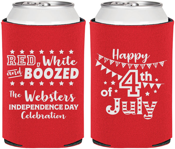 Personalized 4th Of July Can Coolers - Red White Booze | 220042