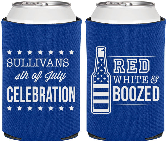 Personalized 4th Of July Can Coolers - Red White Booze | 220043