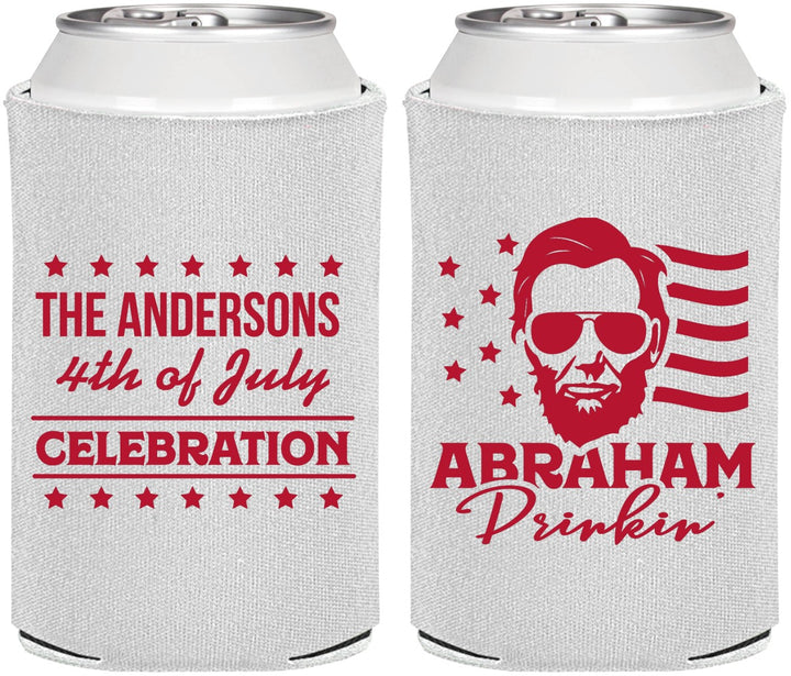 Personalized 4th Of July Can Coolers - Abraham Drinkin | 220044