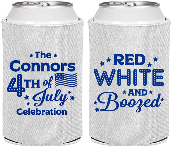 Personalized 4th Of July Can Coolers - Red White Booze | 220045