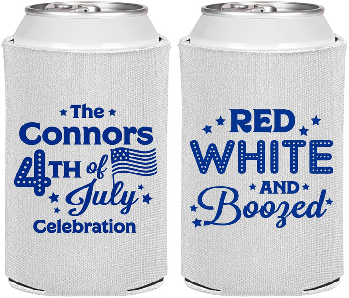 Personalized 4th Of July Can Coolers - Red White Booze | 220045