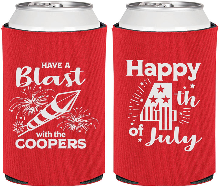 Personalized 4th Of July Can Coolers - Fireworks | 220046