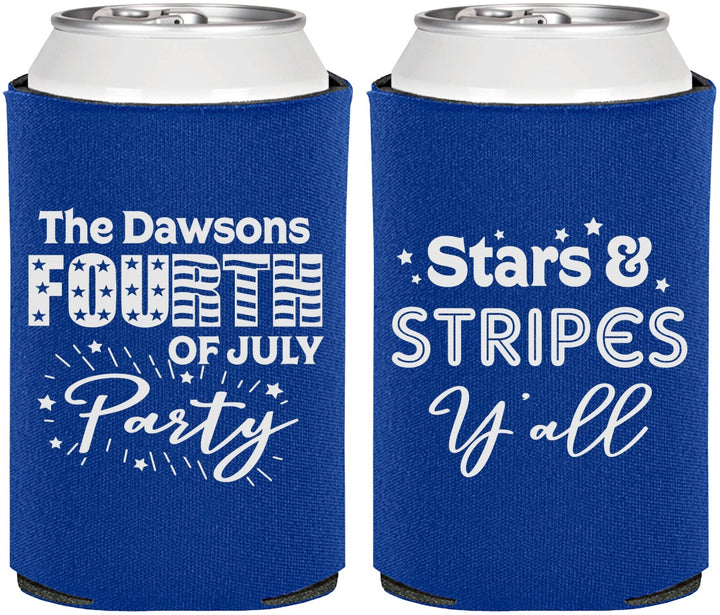 Personalized 4th Of July Can Coolers - Stars Stripes | 220047