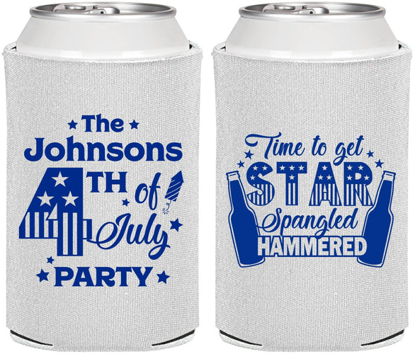 Personalized 4th Of July Can Coolers - Star Spangled Hammered | 220049
