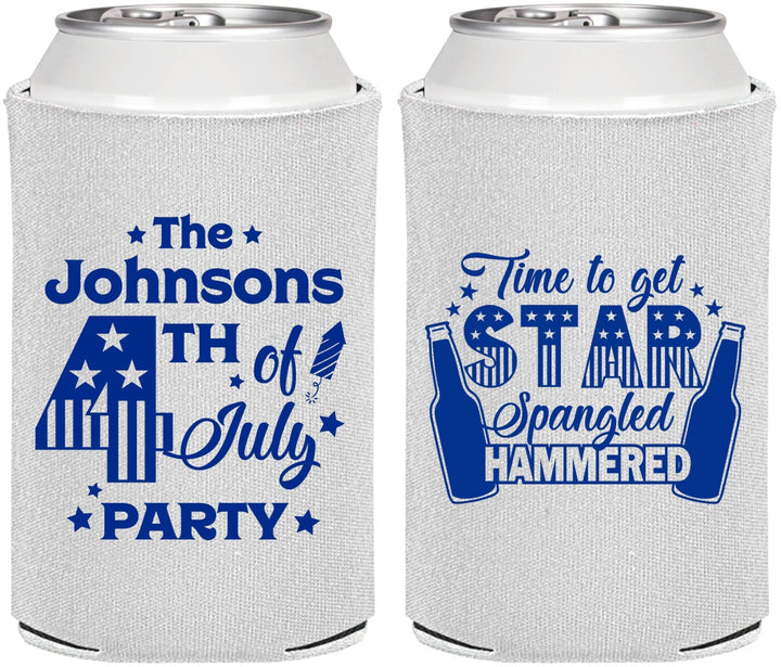 Personalized 4th Of July Can Coolers - Star Spangled Hammered | 220049