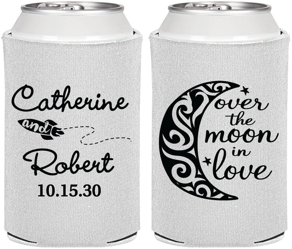 Personalized Wedding Can Coolers - Over The Moon In Love | 224