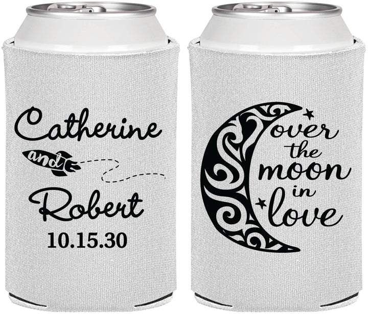 Personalized Wedding Can Coolers - Over The Moon In Love | 224