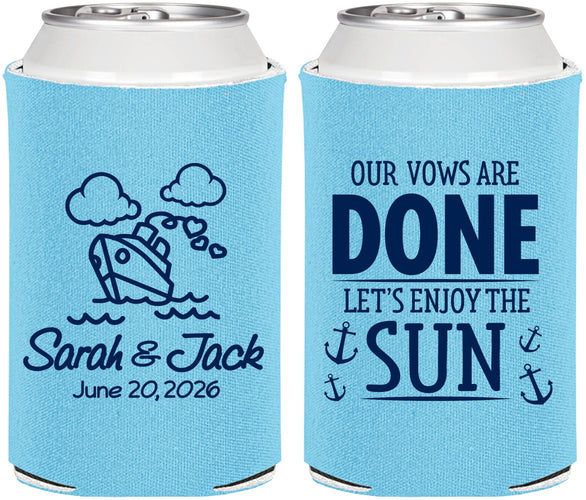 Personalized Wedding Can Coolers - Vows Are Done Cruise | 229