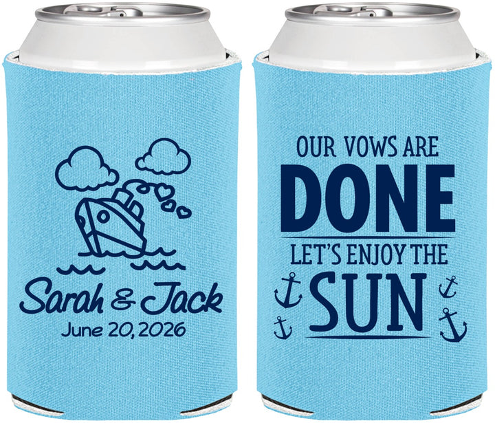 Personalized Wedding Can Coolers - Vows Are Done Cruise | 229