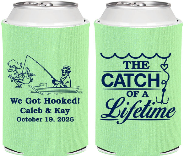 Personalized Wedding Can Coolers - Catch Of A Lifetime | 234