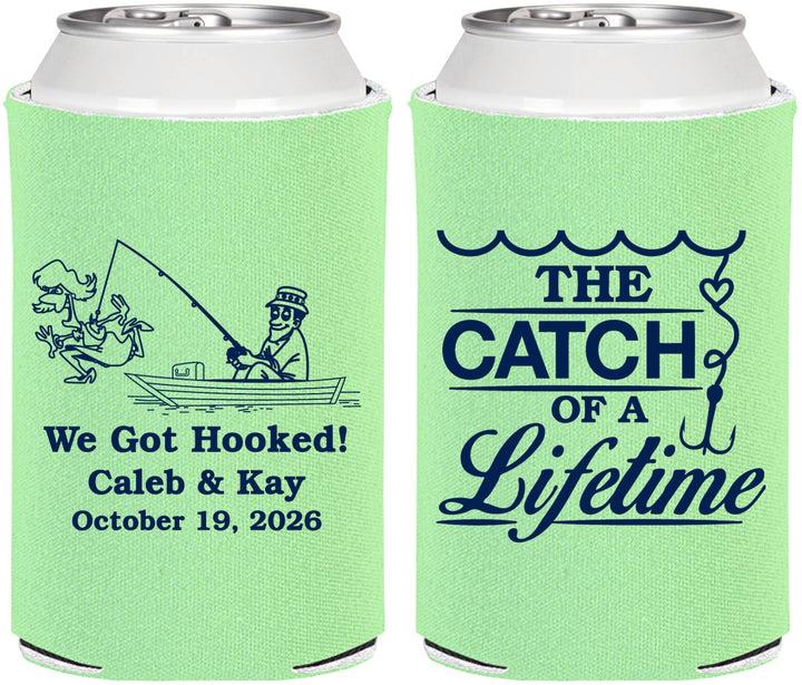 Personalized Wedding Can Coolers - Catch Of A Lifetime | 234