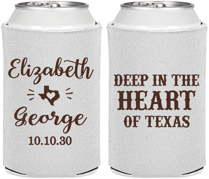 Personalized Wedding Can Coolers - Deep In The Heart Of Texas | 237