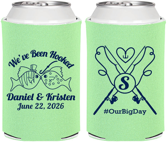 Personalized Wedding Can Coolers - Been Hooked Fishing | 238