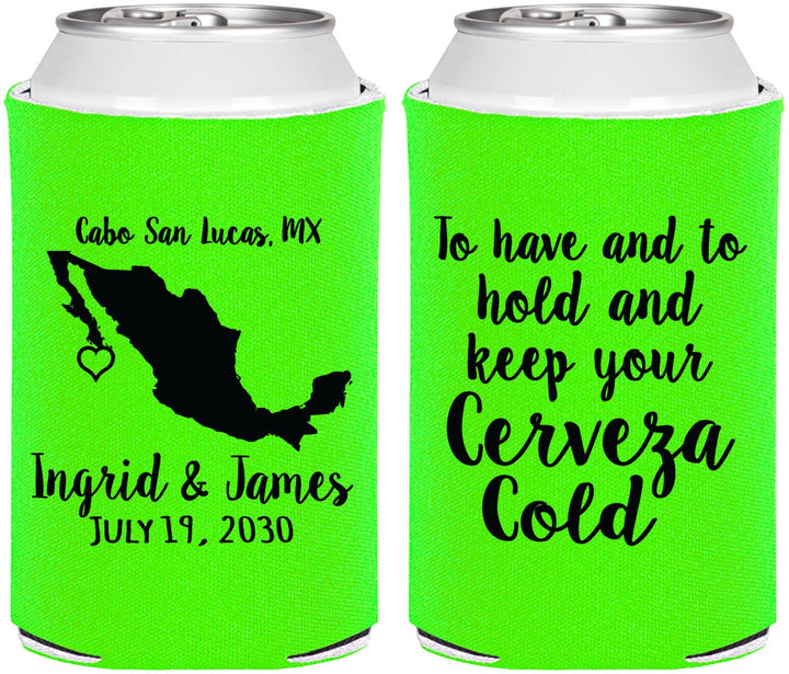 Personalized Wedding Can Coolers - Cerveza Mexico | 240