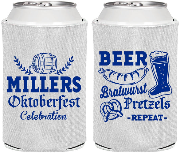 Personalized Oktoberfest Can Coolers - Bratwurst Pretzels | 240007