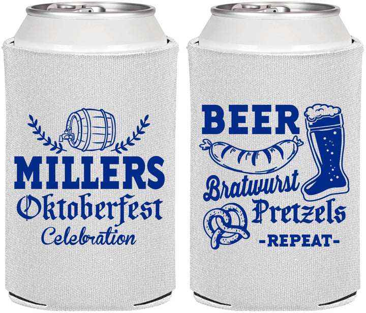Personalized Oktoberfest Can Coolers - Bratwurst Pretzels | 240007