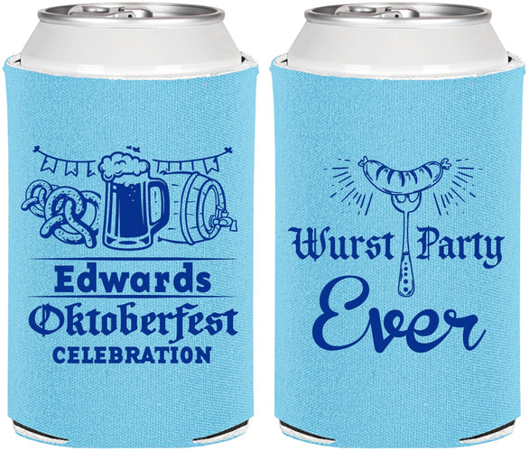 Personalized Oktoberfest Can Coolers - Wurst Party Ever | 240008