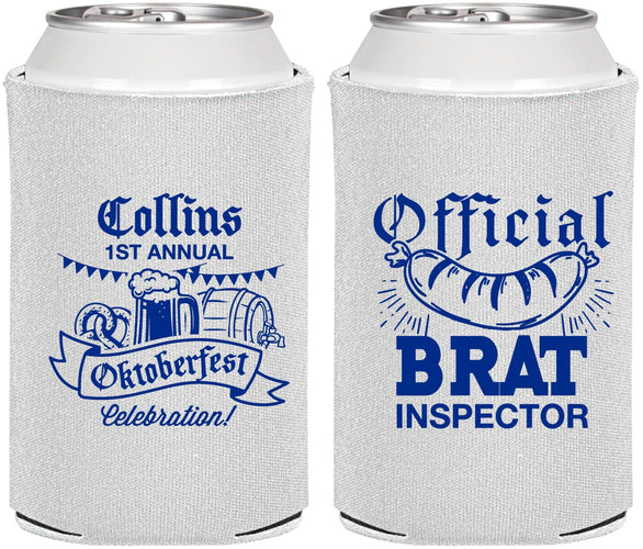 Personalized Oktoberfest Can Coolers - Brat Inspector | 240011