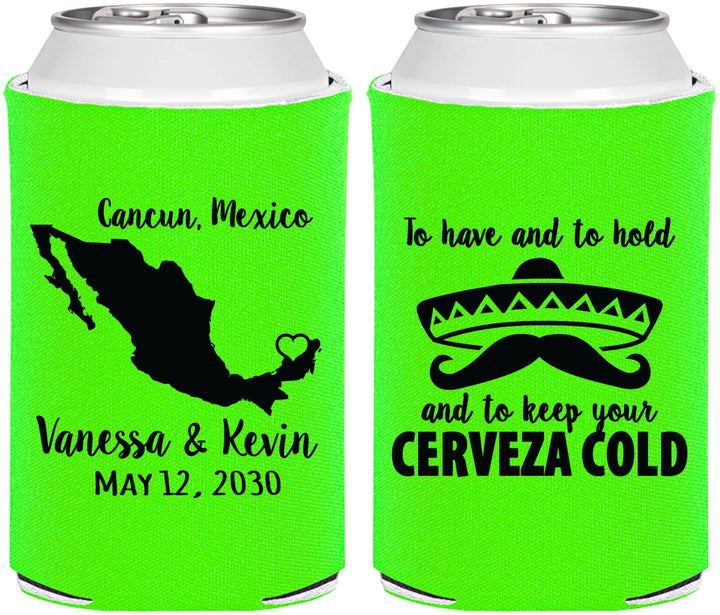 Personalized Wedding Can Coolers - Cerveza Mexico | 241